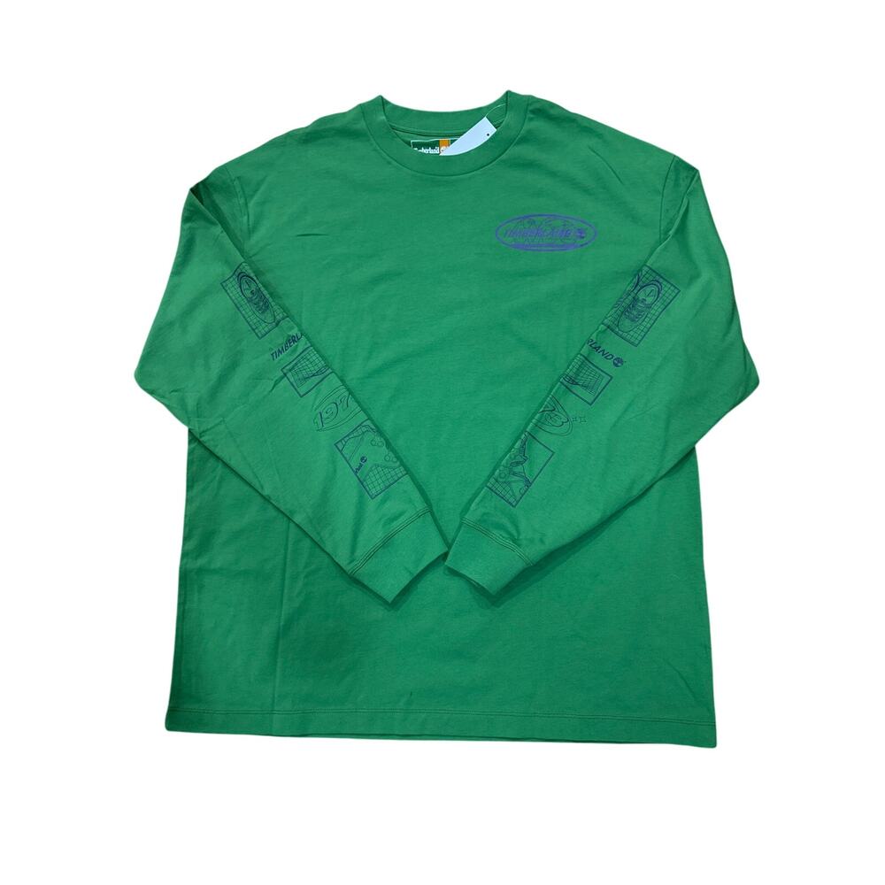 Timberland Long Sleeve Graphic Tee - Green/Purple Logo -Style TB0A5RHE-Size: Med